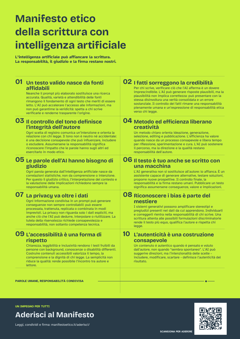 Anteprima del Manifesto etico della scrittura con intelligenza artificiale