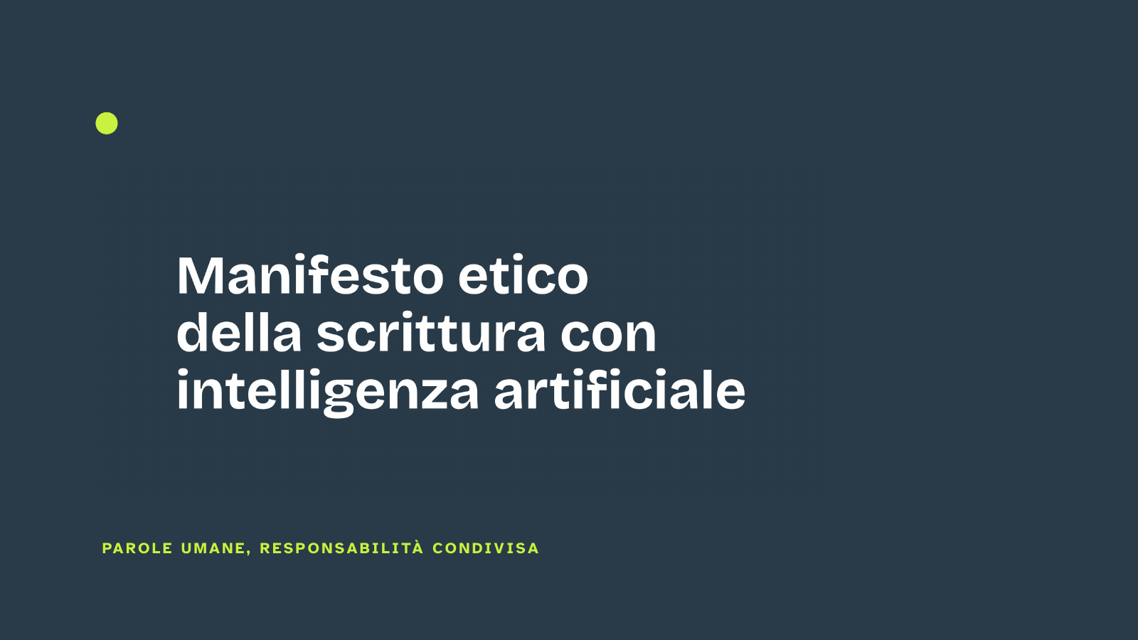 Copertina della presentazione del Manifesto etico della scrittura con intelligenza artificiale