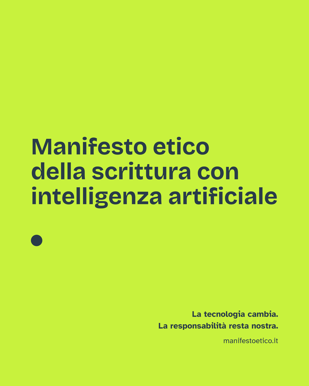 Soggetto social con il titolo del Manifesto su fondo lime